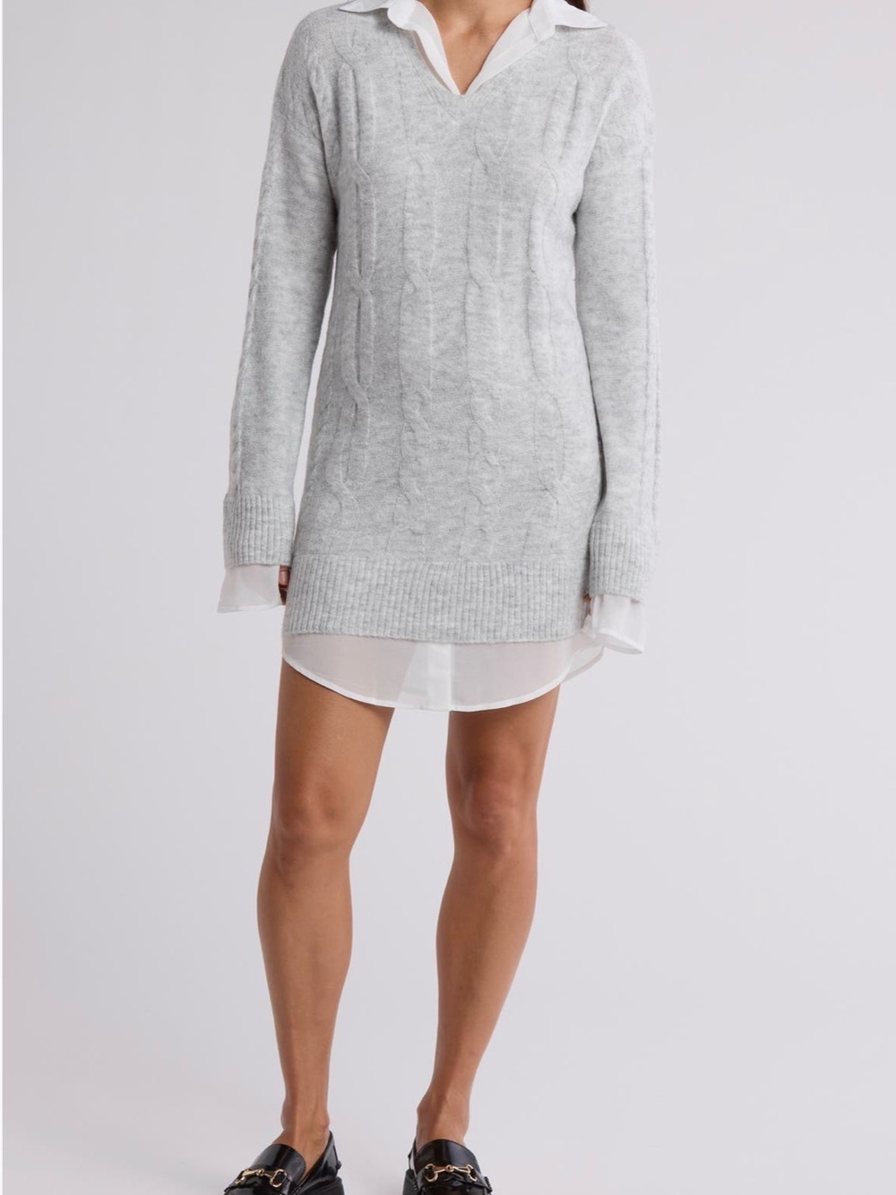 STITCHDROP Oxford Long Sleeve Twofer Dress